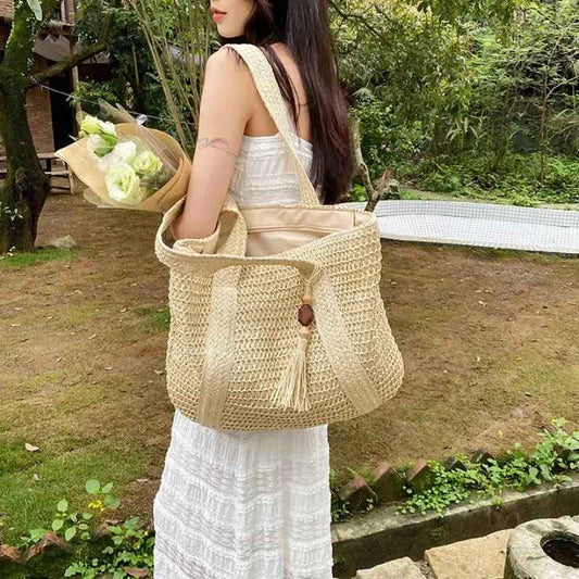 Elegant Ladies Straw Woven Handbag Women